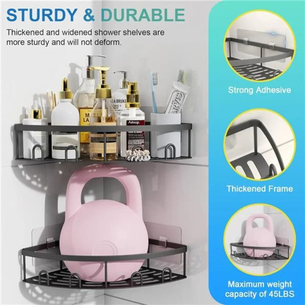 Corner Shower Caddy, 2 Pack Adhesive Bathroom Shower Corner Organizer Shelf